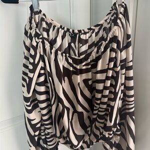 Brown & Cream Zebra Print Off-Shoulder Top